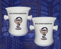 Kép Porcelán mozsár, aranyozott kígyó-kehely dekorral egyedi felirattal 2 db/szett