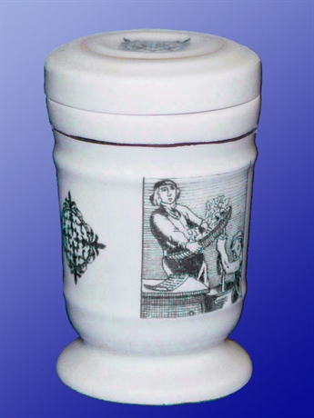 Kép Porcelán tégely 100 g metszetes dekorral, fekete